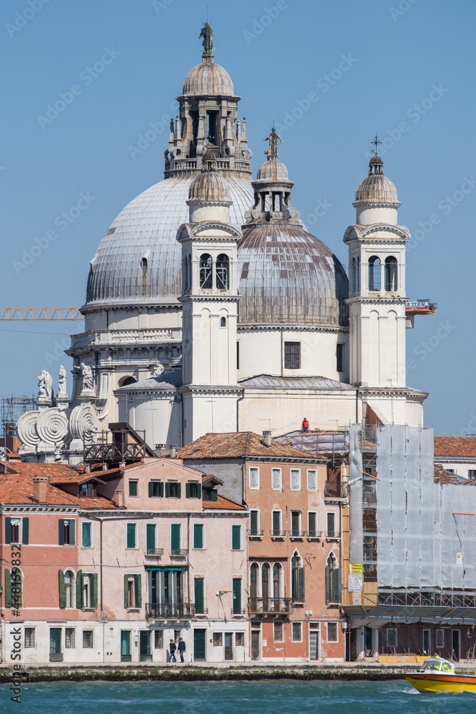 Basilica di Santa Maria della Salute,view from the boat, Venice, Italy,2019,Venice Dorsoduro quarter