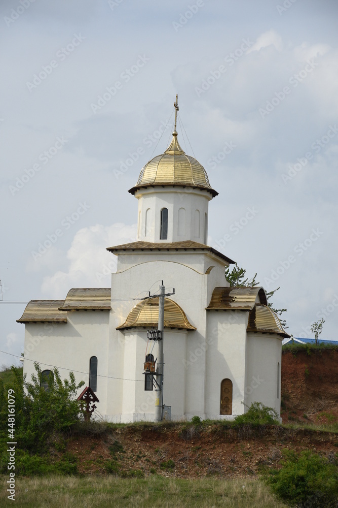 Church with gilded roof in BRASOV area, Romania, 2017