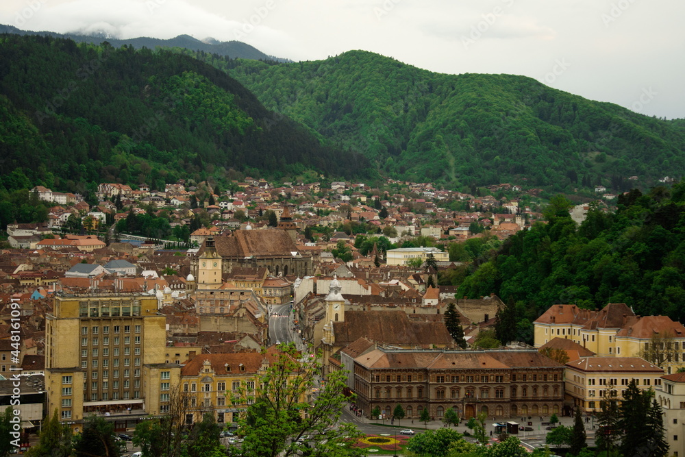 Brasov City In The Carpathian Mountains Of Romania,may ,2017