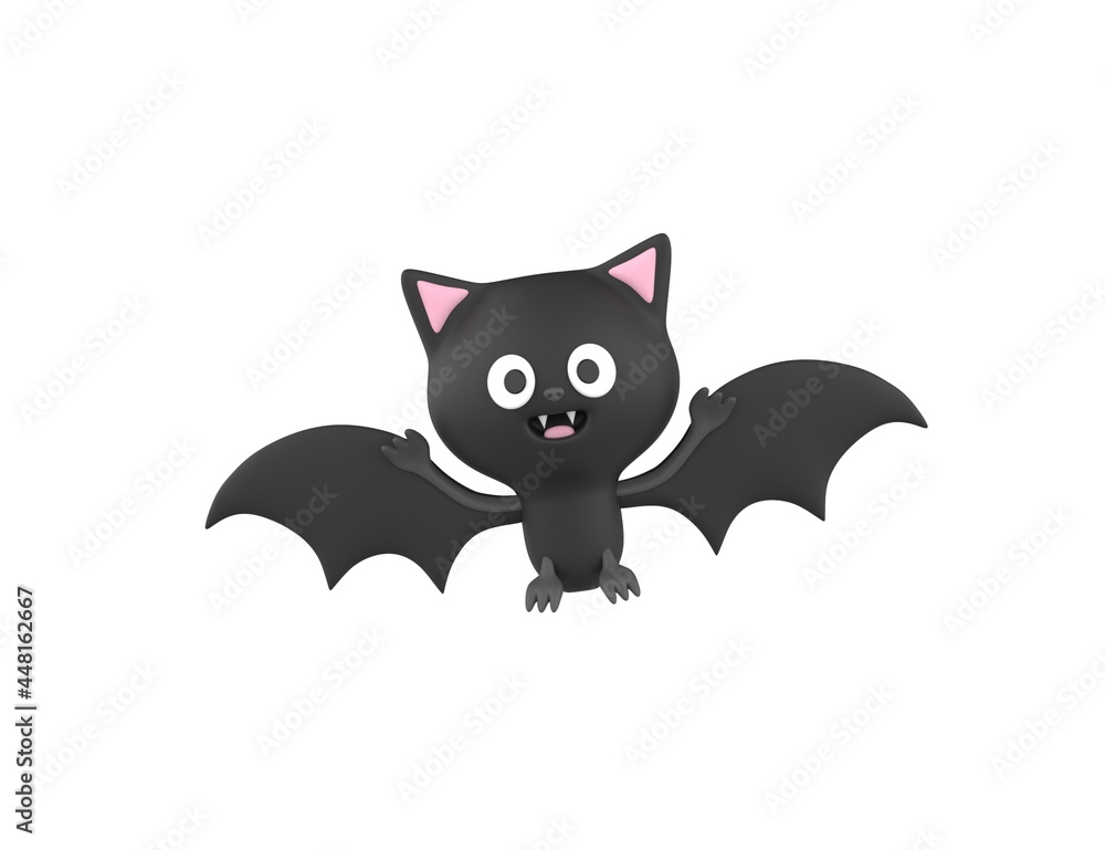 Happy cute halloween Black Bat 3D render model isolated white background. Happy cute halloween Black Bat 3D render model isolated white background.