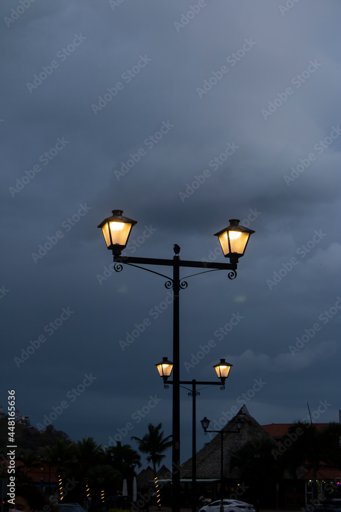 black light pole in urban area