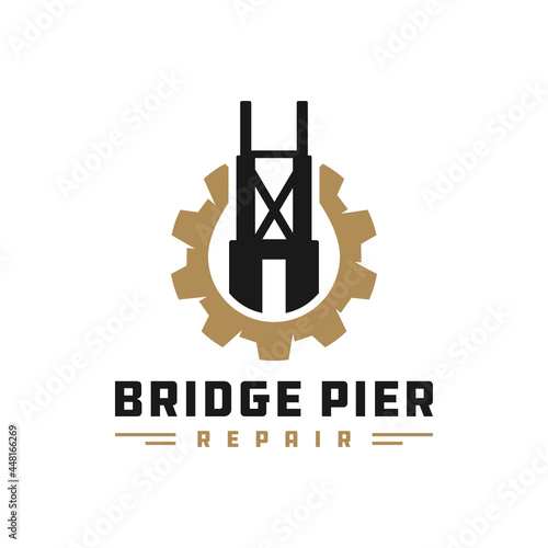 bridge pier construction illustration logo