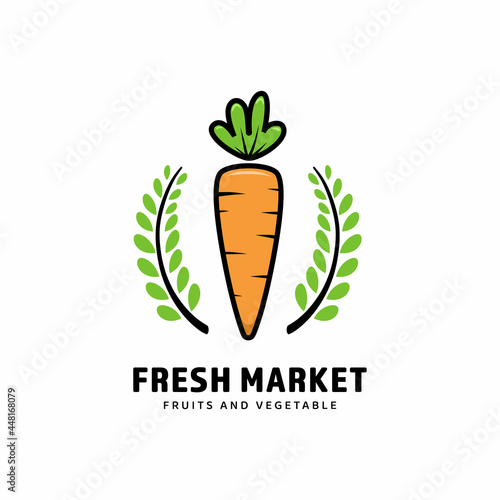 Fresh vegetable market logo icon with carrot icon