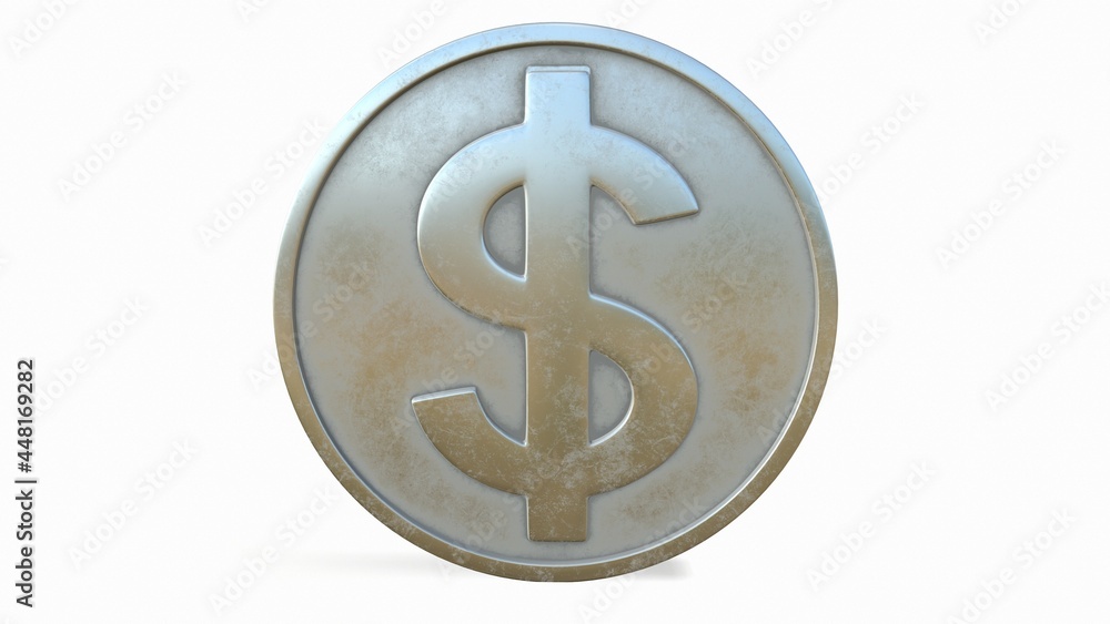 Silver coin with a dollar sign on a white background 3d-rendering Silver coin with a dollar sign on a white background 3d-rendering