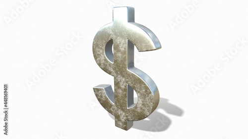 Silver dollar sign on a white background 3d-rendering