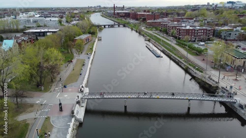 Montréal- LaChine Canal Footbridge near Atwater Market Aerial photo