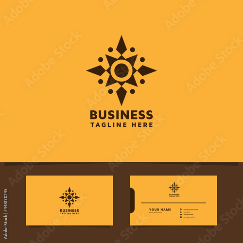 Ornamental vintage compass pattern logo with business card template