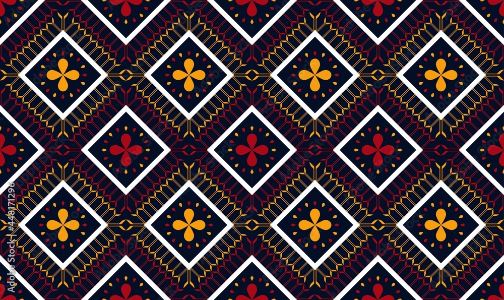 Geometric ethnic pattern vector background. seamless pattern traditional, Design for background, wallpaper, Batik, fabric, carpet, clothing, wrapping, and textile. ethnic pattern illustration.