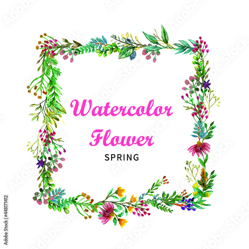 Beautiful rectangle spring watercolor flower