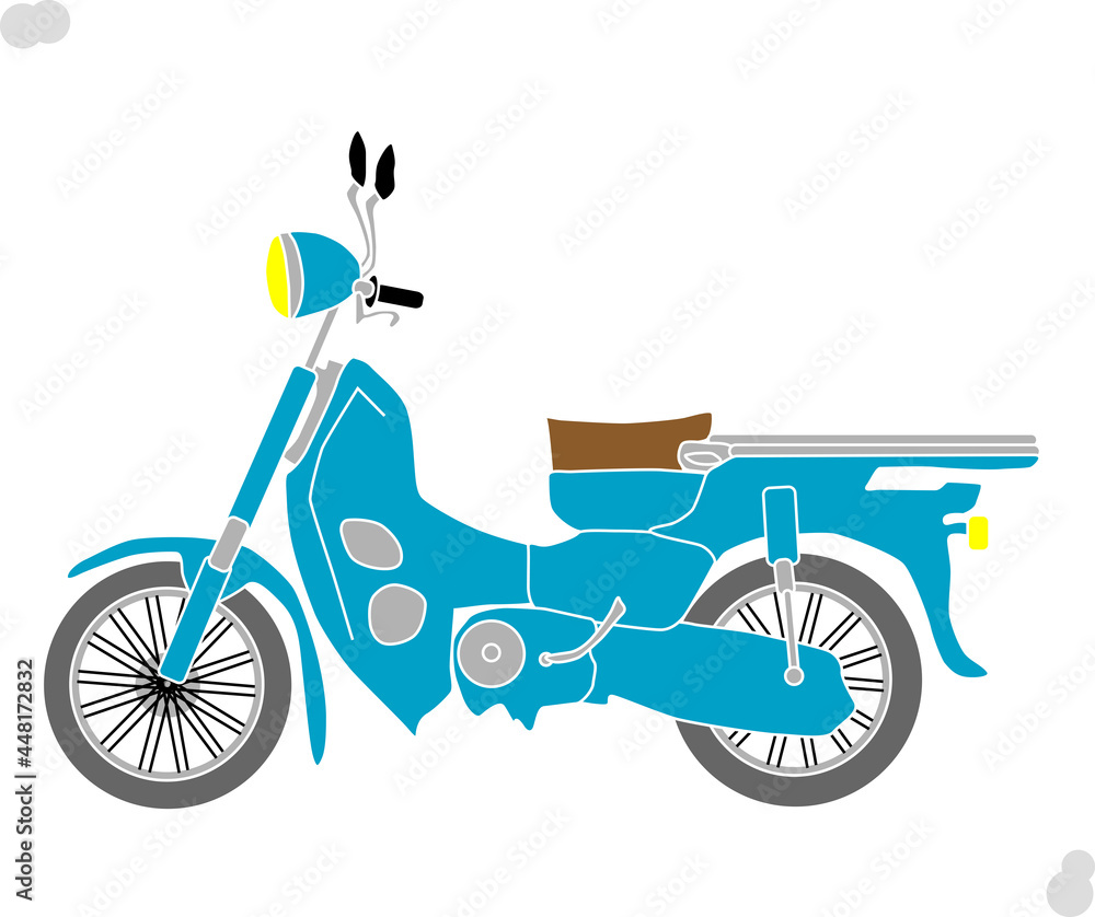 レトロで可愛い青色の小型バイク Stock Vector Adobe Stock