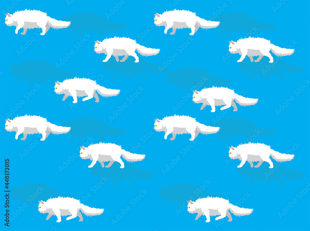 Fototapeta premium Cat Cartoon Selkirk Rex Character Vector Seamless Wallpaper