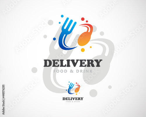 delivery food logo creative concept planet fast progress design template