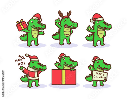 Cute crocodile with Christmas costume