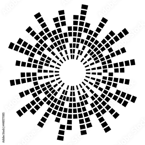 Abstract circular equalizer. Eq round audio soundwaves. Graphic equalizer. Frame. Vector illustration