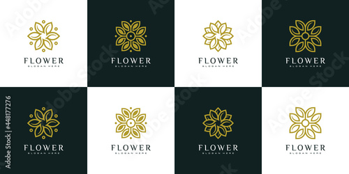 set of flower logo vector design template