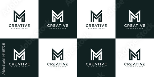 set of initials letter M abstract logo vector design
