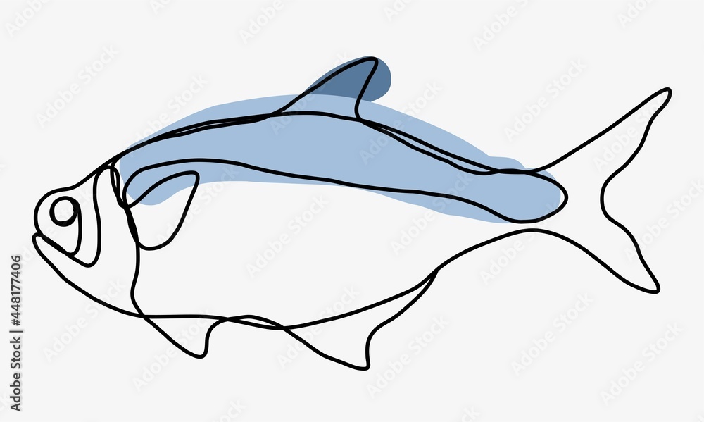 Doodle freehand sketch continuous drawing of fish. Doodle freehand sketch continuous drawing of fish.
