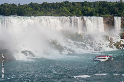 The American Falls are shown  seen from Niagara Falls  Ontario  Canada.