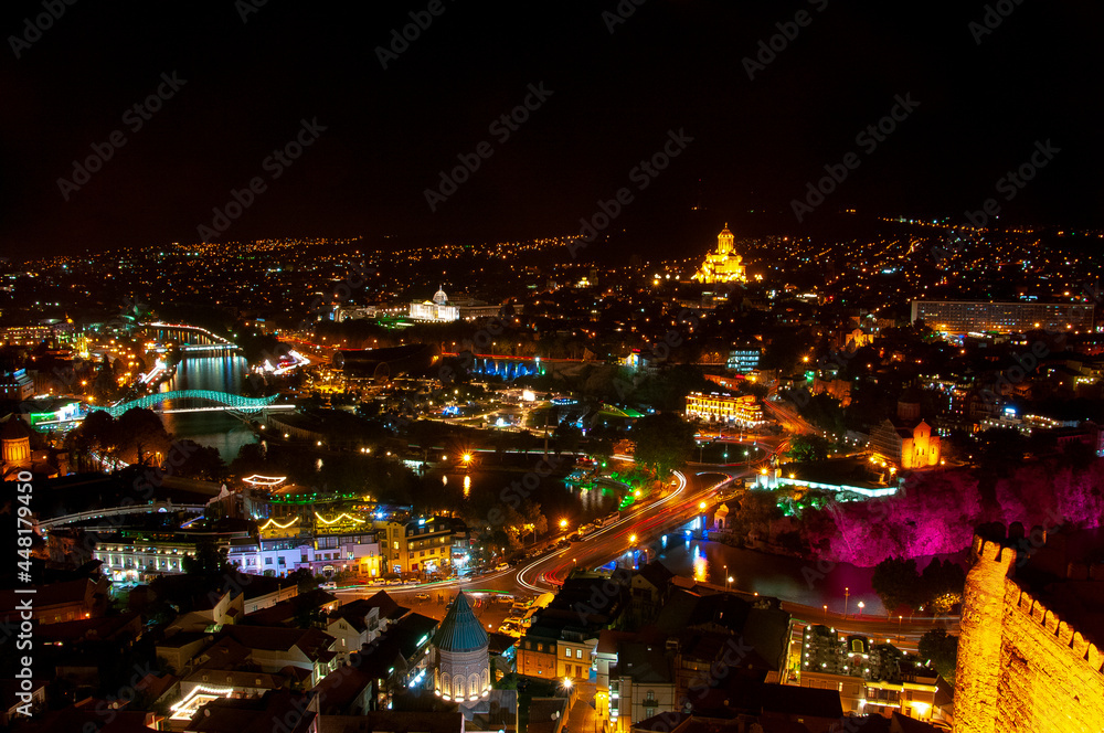 night view of the city tbilisi