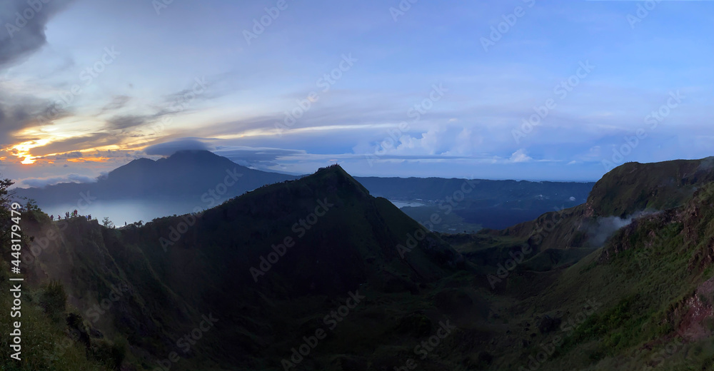 Sunrise View From Mount Batur On Bali, Indonesia - stock photo