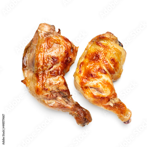 grill roast chicken isolated on white background