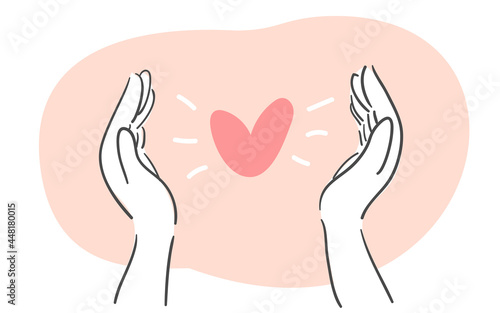 하트모양 양 옆으로 감싼 손
