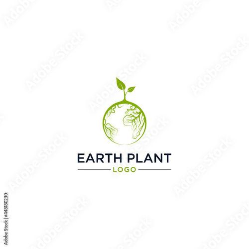EARTH AND PLANT LOGO VECTOR