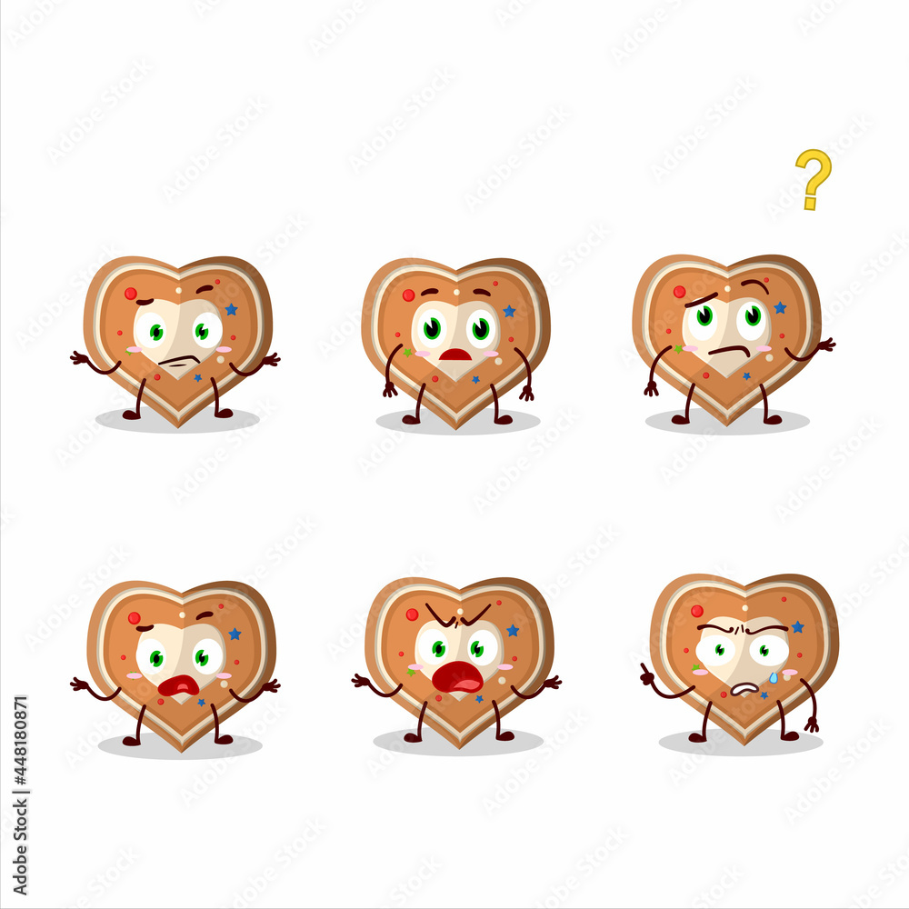 Cartoon character of gingerbread heart with what expression