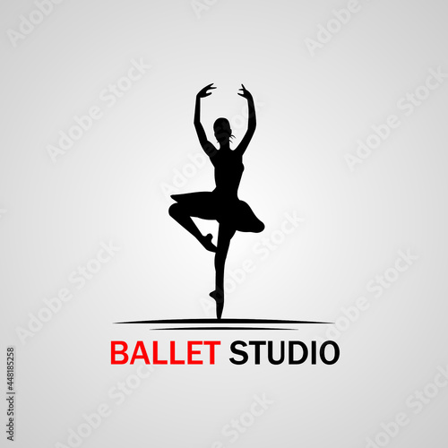 dance ballet academy logo design retro vintage vector illustration