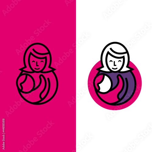 lovely mother mom and baby logo vector graphic concept illustrations