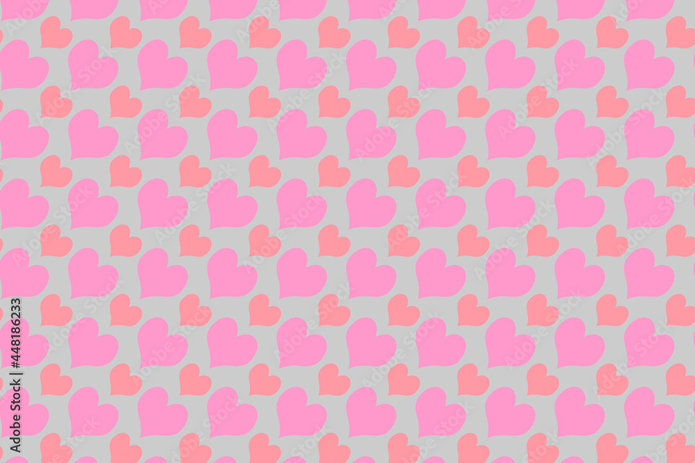 Cute pink heart wallpaper tiled full frame for background, romantic mood concept, love day and wedding.