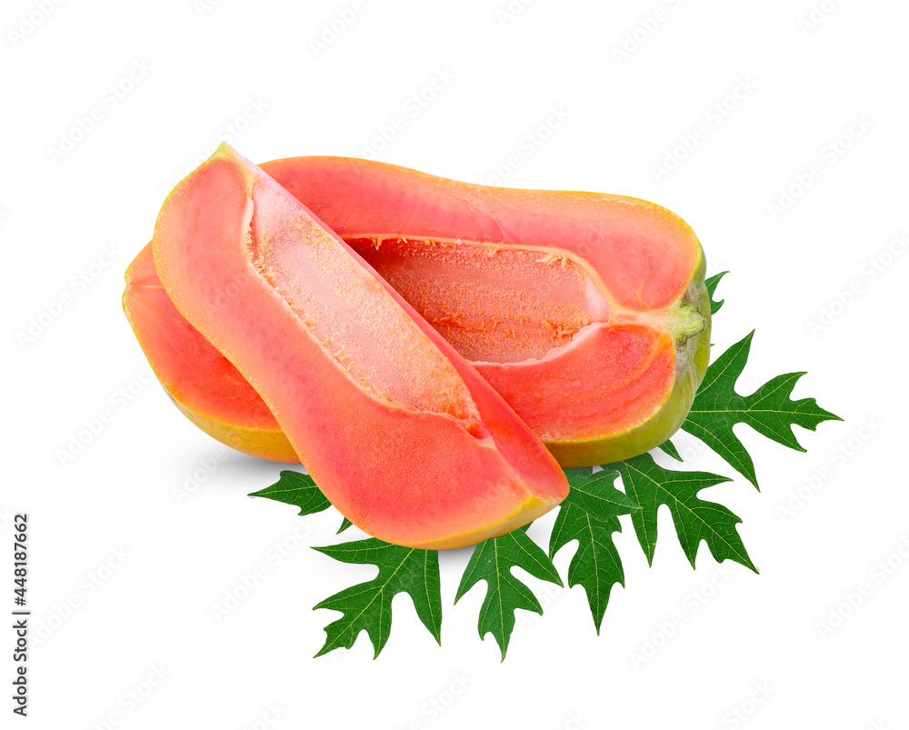 papaya fruit isolated 0n white background