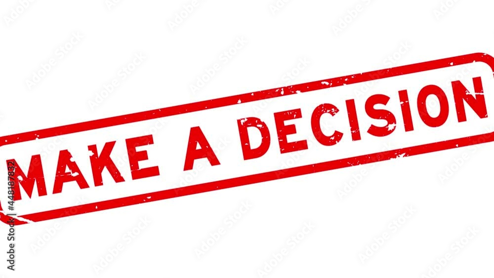 Grunge red make a decision word square rubber seal stamp zoon out from white background Grunge red make a decision word square rubber seal stamp zoon out from white background