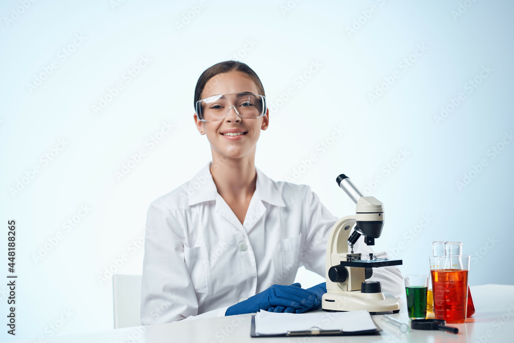 pretty woman laboratory white coat science pretty woman laboratory white coat science
