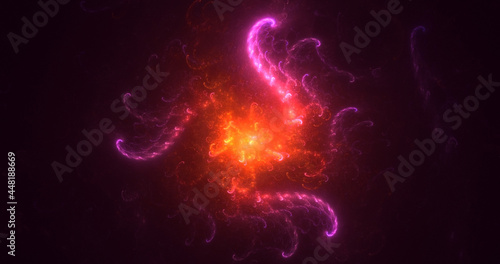 3D rendering abstract red fractal light background