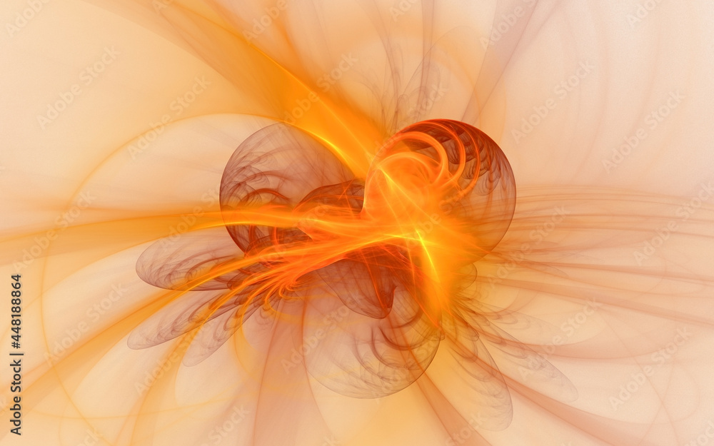 Naklejka premium 3D rendering abstract gold fractal light background