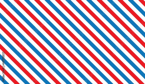 Barber colored liner seamless background. Barber Shop seamless pattern. Blue red pattern texture. Diagonal stripe pattern