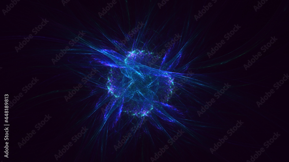 Obraz premium 3D rendering abstract blue fractal light background