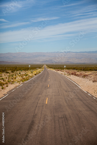 The long road off into the distance towards the horizon in the USA