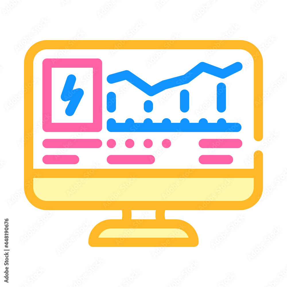 computer control of electricity consumption color icon vector. computer control of electricity consumption sign. isolated symbol illustration