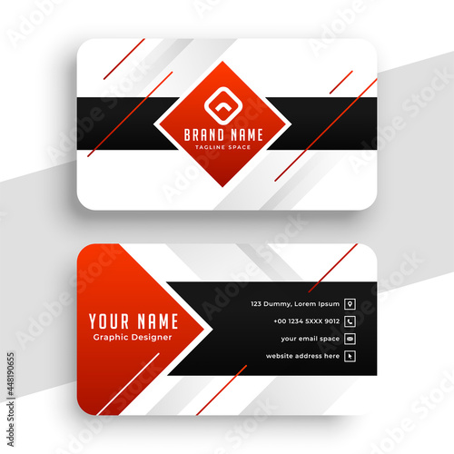 stylish red geometric business card design