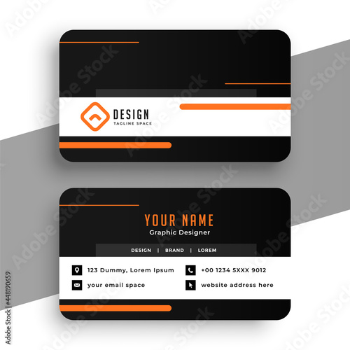 orange and black color business card design
