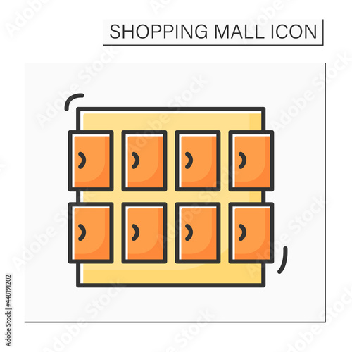 Lockers color icon. Small narrow storage compartment. Place to store purchases in mall complex. Shopping mall concept. Isolated vector illustration