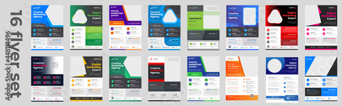 Corporate business flyer template design set with blue, yellow, pink and green color. digital marketing agency flyer, business marketing flyer set, grow your business digital marketing new flyer.
