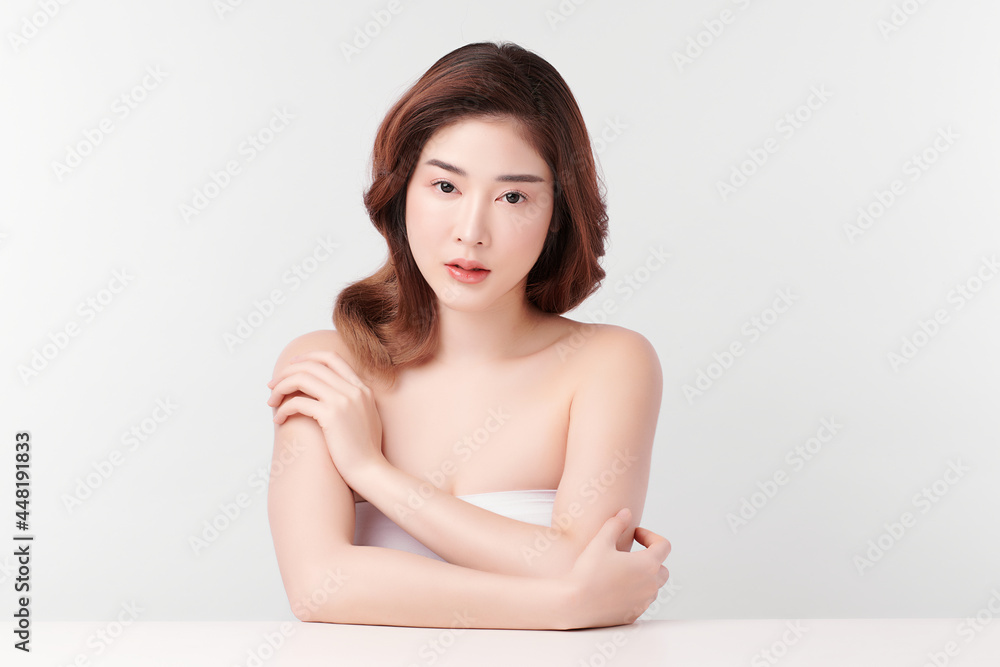 Beautiful young asian woman with clean fresh skin on white background, Face care, Facial treatment, Cosmetology, beauty and spa, Asian women portrait. Beautiful young asian woman with clean fresh skin on white background, Face care, Facial treatment, Cosmetology, beauty and spa, Asian women portrait.