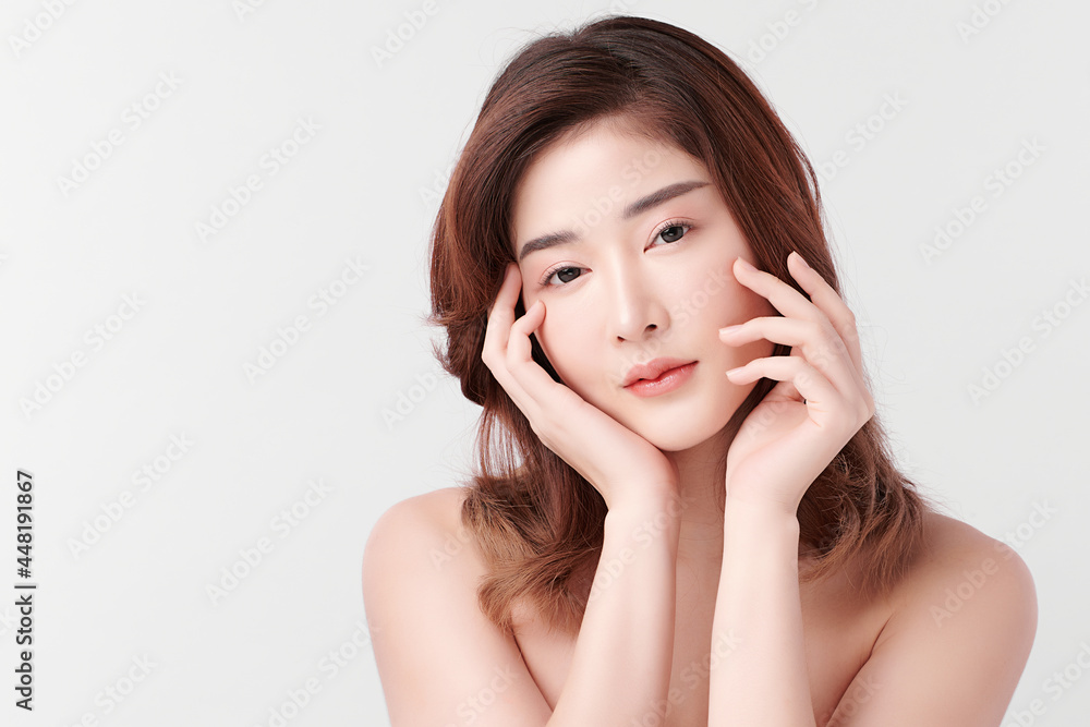 Beautiful young asian woman with clean fresh skin on white background, Face care, Facial treatment, Cosmetology, beauty and spa, Asian women portrait. Beautiful young asian woman with clean fresh skin on white background, Face care, Facial treatment, Cosmetology, beauty and spa, Asian women portrait.