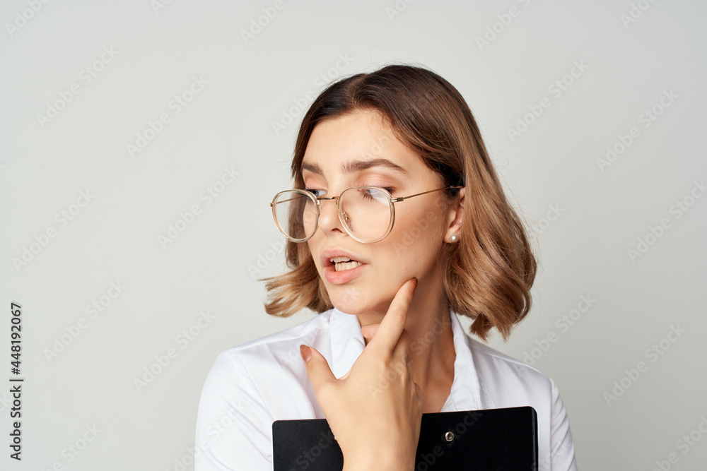 woman in white shirt documents office official success woman in white shirt documents office official success