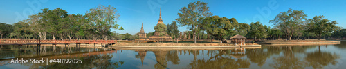 Panorama of Sukhothai Historical Park on a sunny day. Thailand