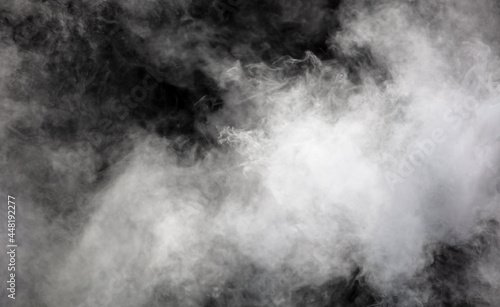 White smoke on a black background. Texture