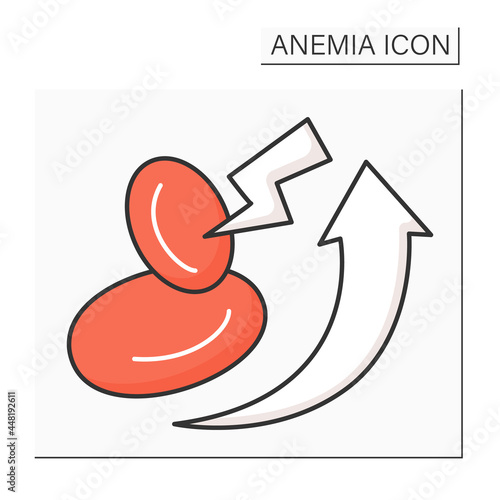 Anemia color icon. Disease symptoms. High rates of red blood cell production. Health protection concept. Isolated vector illustration